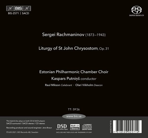 Rachmaninov: Liturgy Of St John Chrysostom - Estonian Philharmonic Chamber Choir
