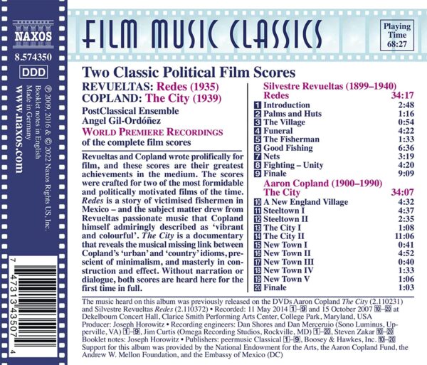 Aaron Copland / Silvestre Revueltas: Two Classic Political Film Scores - PostClassical Ensemble