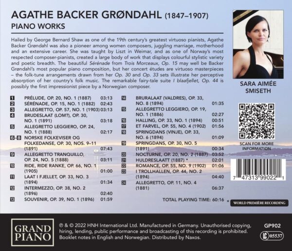 Agathe Backer-Grondahl: Piano Works - Sara Aimée Smiseth