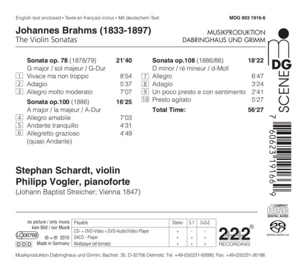 Brahms: Violin Sonatas - Stephan Schardt