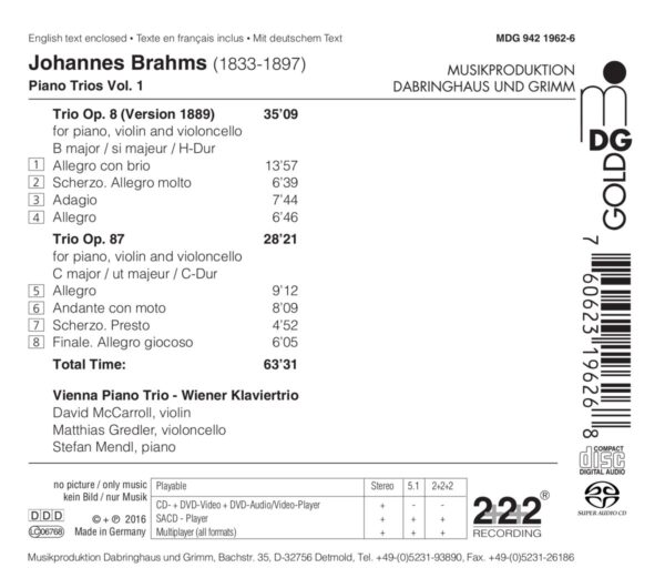 Brahms: Piano Trios Vol.1 - Wiener Klaviertrio
