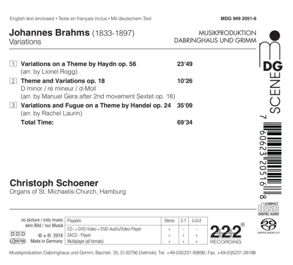 Brahms: Variations (Arr. For Organ) - Christoph Schoener