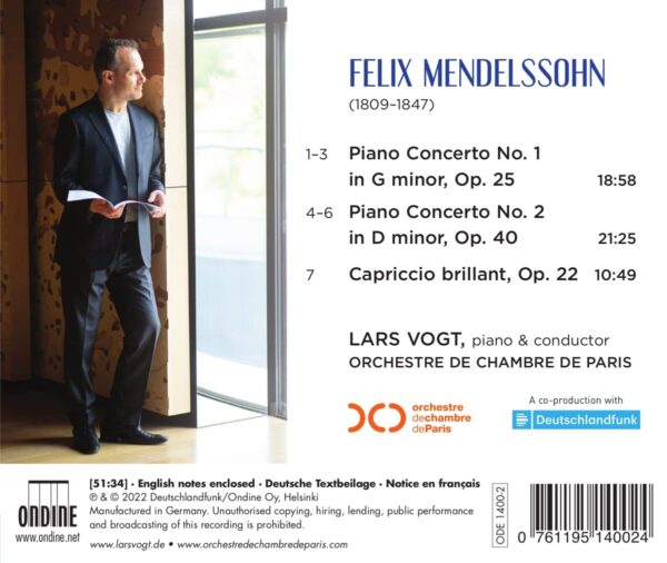 Felix Mendelssohn: Piano Concertos Nos. 1 & 2, Capriccio Brillant - Lars Vogt