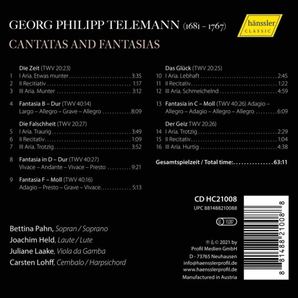 Telemann: Cantatas & Fantasies - Bettina Pahn