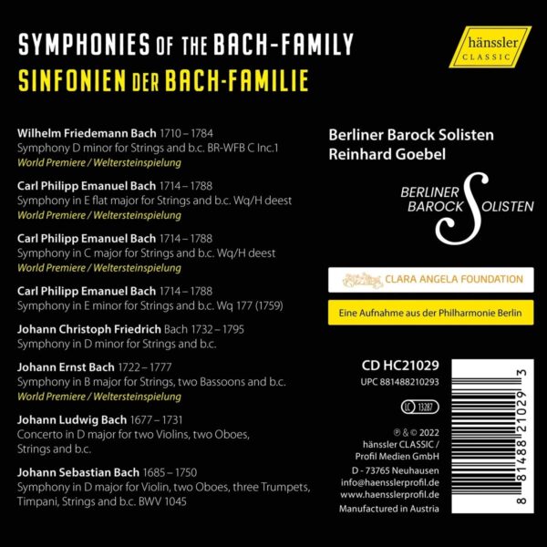 Symphonies Of The Bach Family - Reinhard Goebel