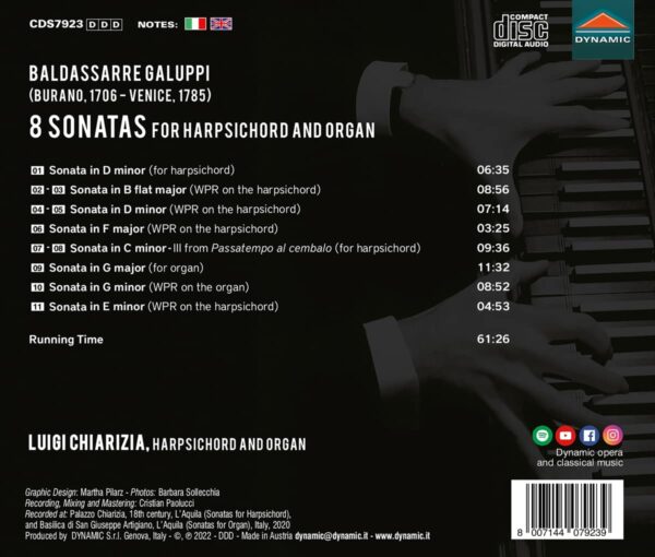 Baldassarre Galuppi: 8 Sonatas For Harpsichord And Organ - Luigi Chiarizia