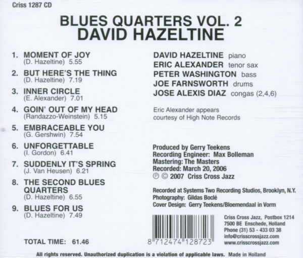 Blues Quarters Vol.2 - David Hazeltine
