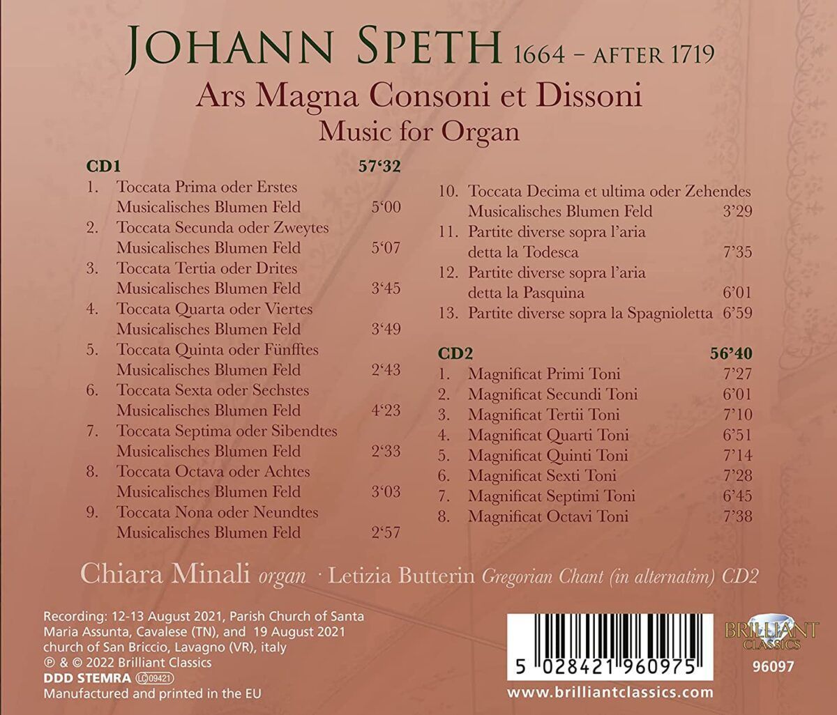 Johann Speth: Ars Magna Consoni Et Dissoni, Music For Organ - Chiara Minali - Image 2