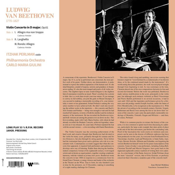 Beethoven: Violin Concerto (Vinyl) - Itzhak Perlman