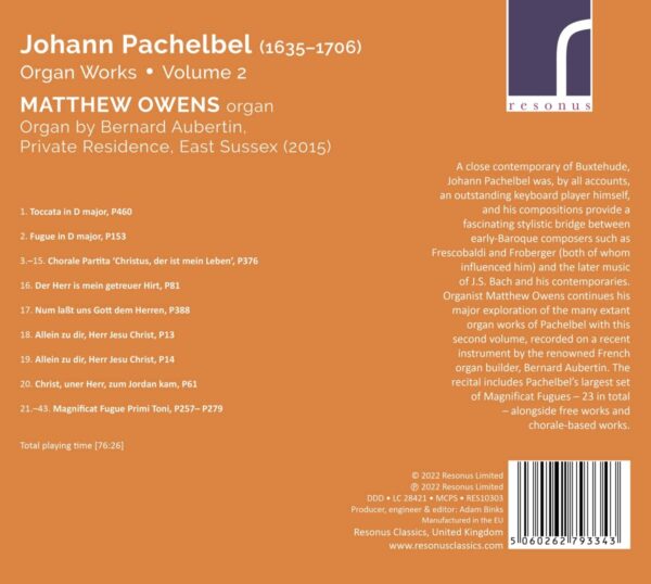 Pachelbel: Organ Works Vol.2 - Matthew Owens