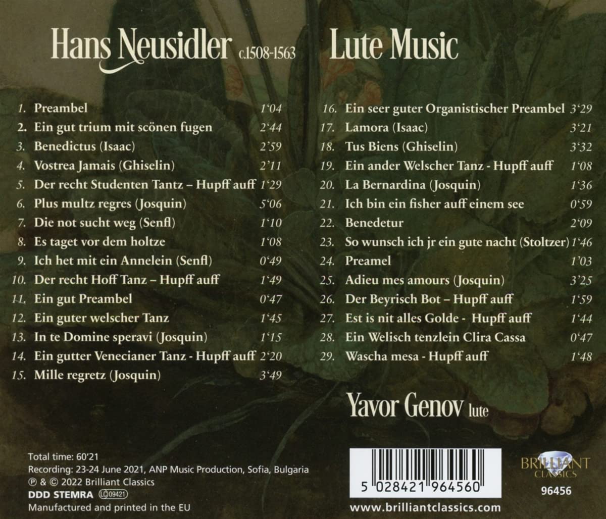 Hans Neusidler: Lute Music - Yavor Genov - Image 2