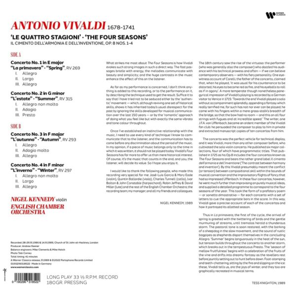 Vivaldi: The Four Seasons (Vinyl) - Nigel Kennedy