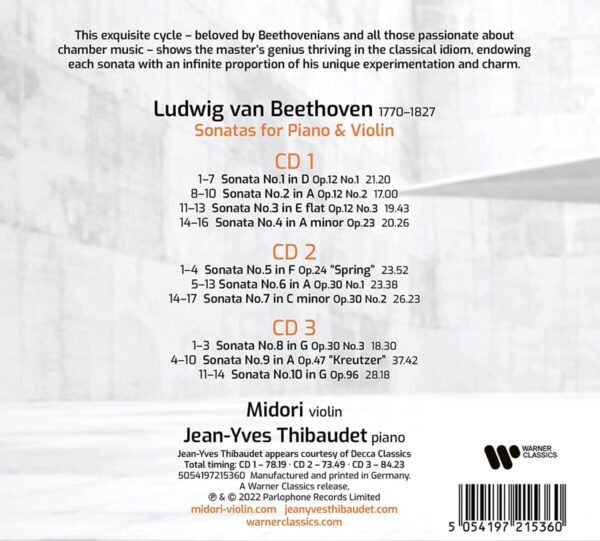 Beethoven: Complete Violin Sonatas - Midori & Jean-Yves Thibaudet