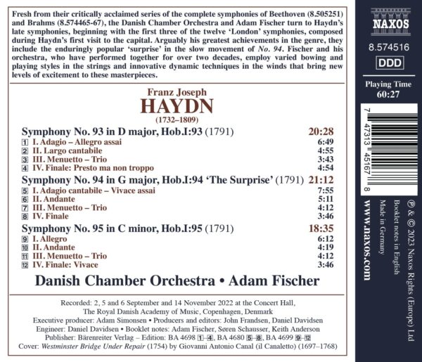Haydn: Late Symphonies Vol.1 Nos. 93-95 - Adám Fischer