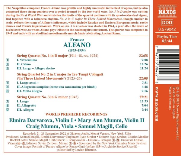 Franco Alfano: Complete String Quartets - Elmira Darvarova