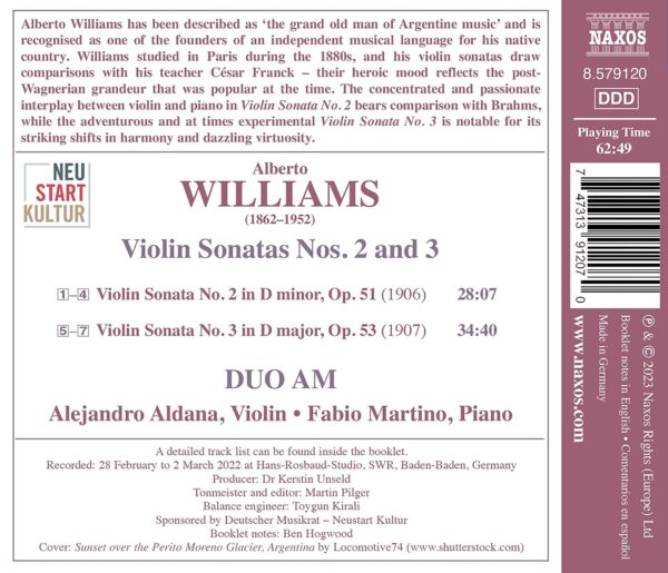 Alberto Williams: Violin Sonatas Nos. 2 & 3 - DUO AM