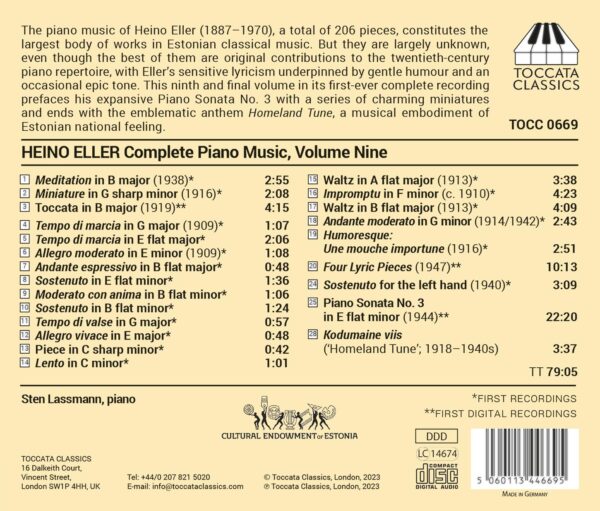 Heino Eller: Complete Piano Music Vol. 9 - Sten Lassmann
