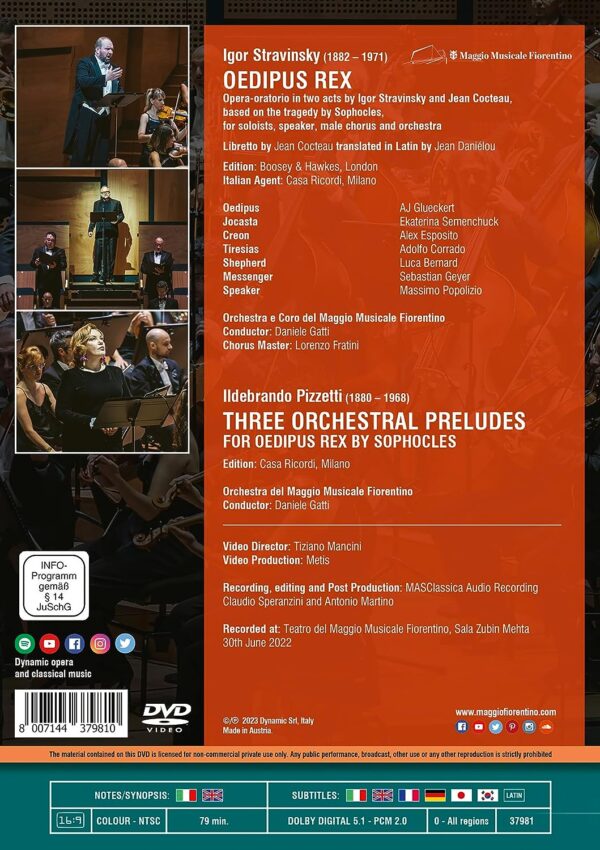 Stravinsky : Oedipus Rex / Pizzetti: Three Orchestral Preludes For Oedipus Rex - Daniele Gatti