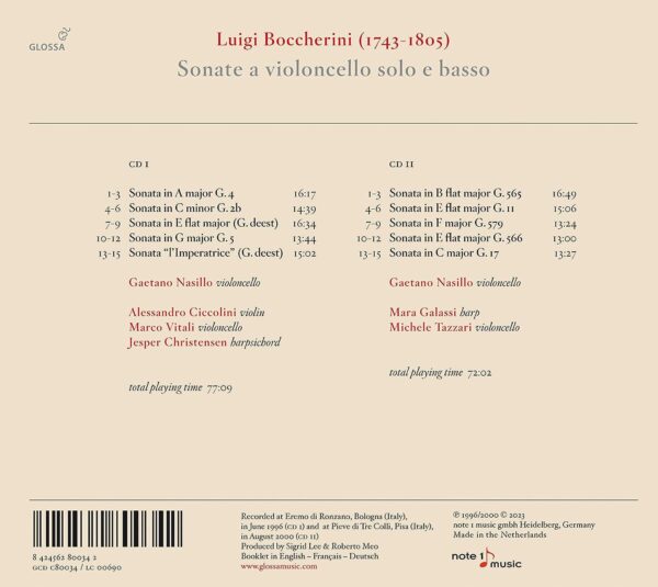 Boccherini: Cello Sonatas - Gaetano Nasillo