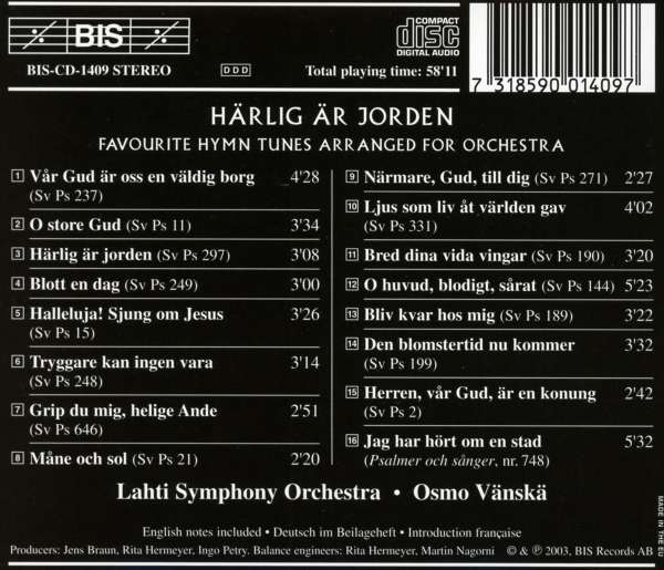 Härlig är jorden, Swedish Hymns - Osmo Vänskä – Image 2