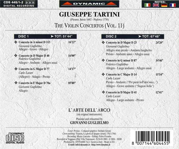 Giuseppe Tartini: The Violin Concertos, Vol. 11 - Giovanni Guglielmo ...