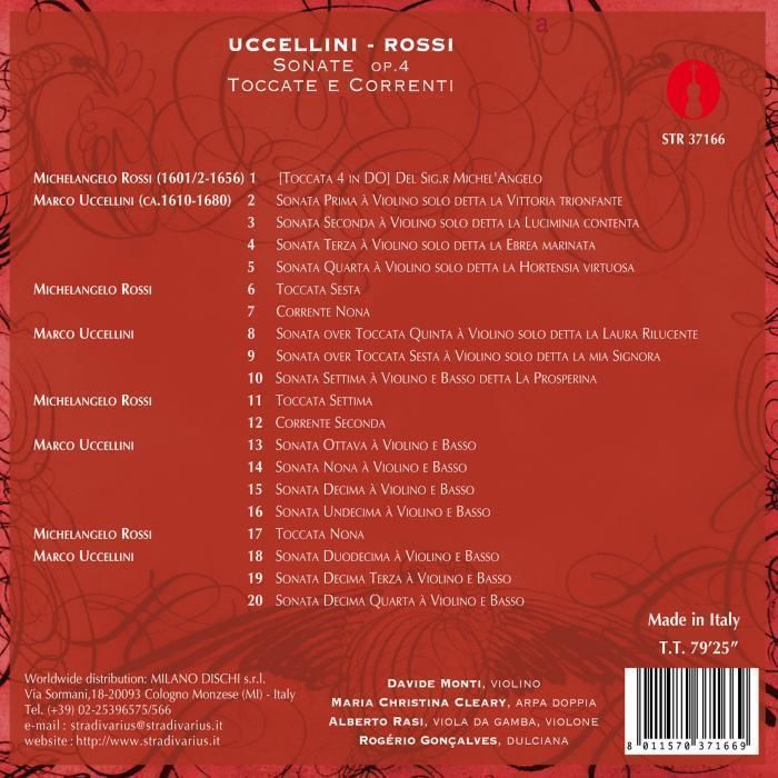 Rossi: Toccatas et courantes. Uccellini: Sonates, Op.4 - Monti, Cleary, Rasi, Gonçalves - Afbeelding 2