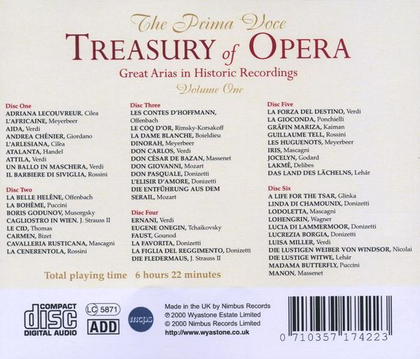 The Prima Voce Treasury of Opera, Vol.1 - Afbeelding 2