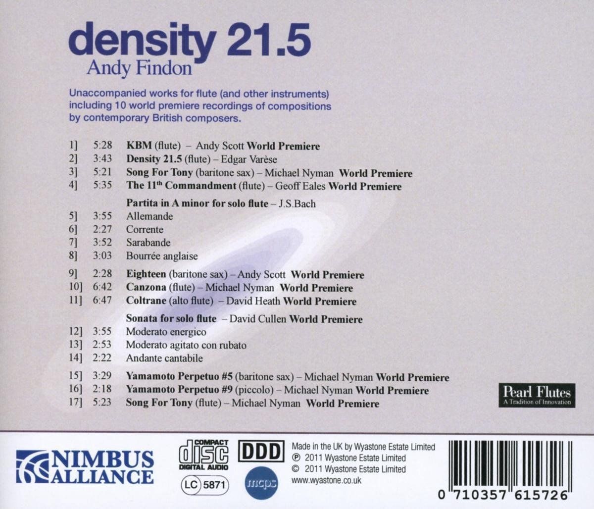 DENSITY 21.5: Unaccompanied works for flute and other instruments - Andy Findon – Image 2