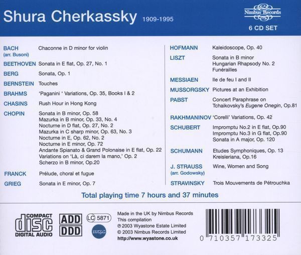Solo piano works by Chopin, Mussorgsky, Berg, Bernstein, Brahms, Schumann, Beethoven, Liszt, Stravinsky, Grieg & Rakhmaninov - Shura Cherkassky - Image 2