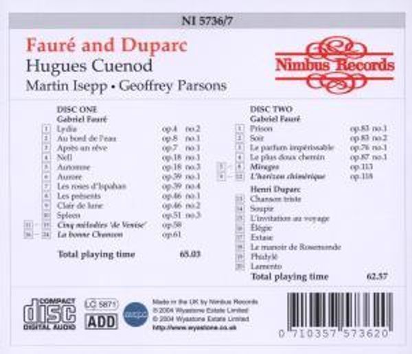 Fauré, Duparc: Mélodies - Hugues Cuénod - Image 2