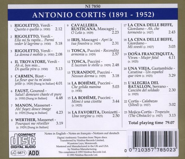 Opera Arias - Antonio Cortis - Afbeelding 2