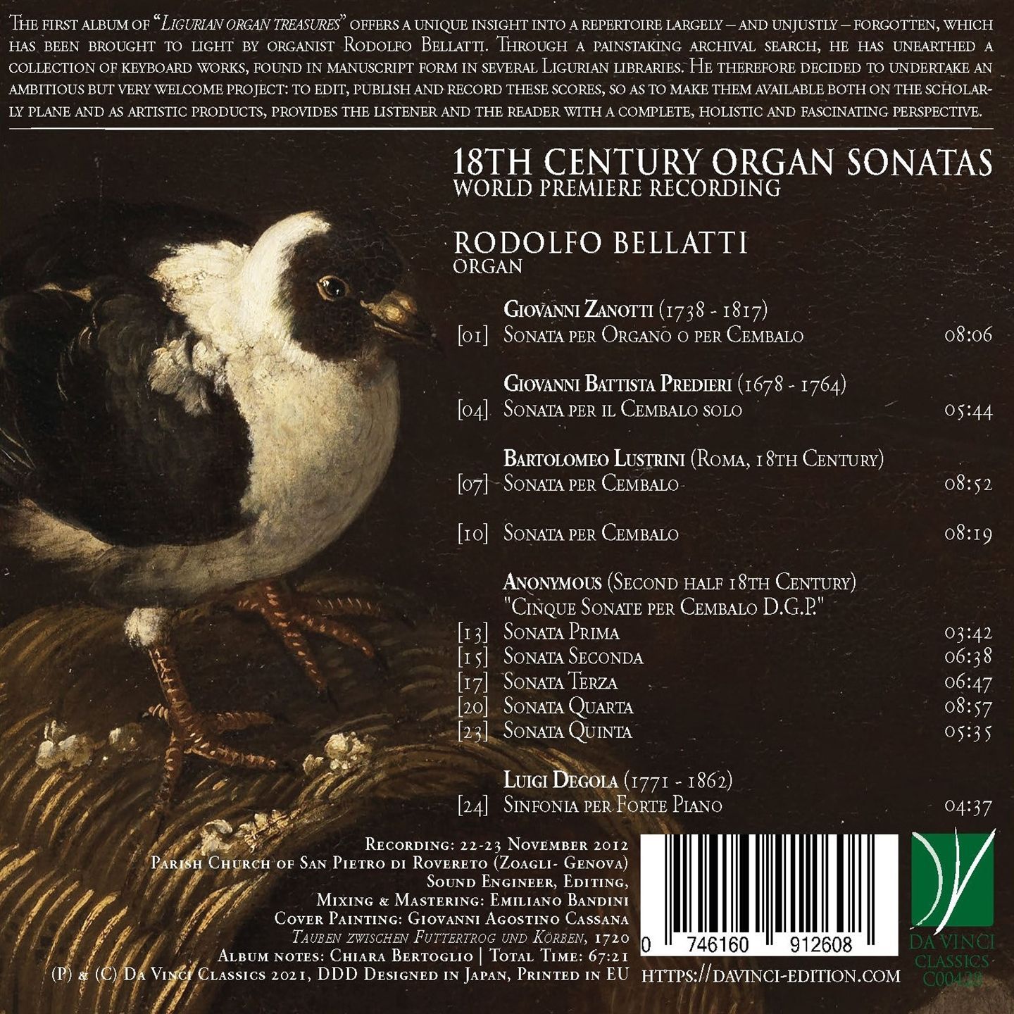 18th Century Organ Sonatas: Ligurian Organ Treasures Vol. 1 - Rodolfo Bellatti - Image 2
