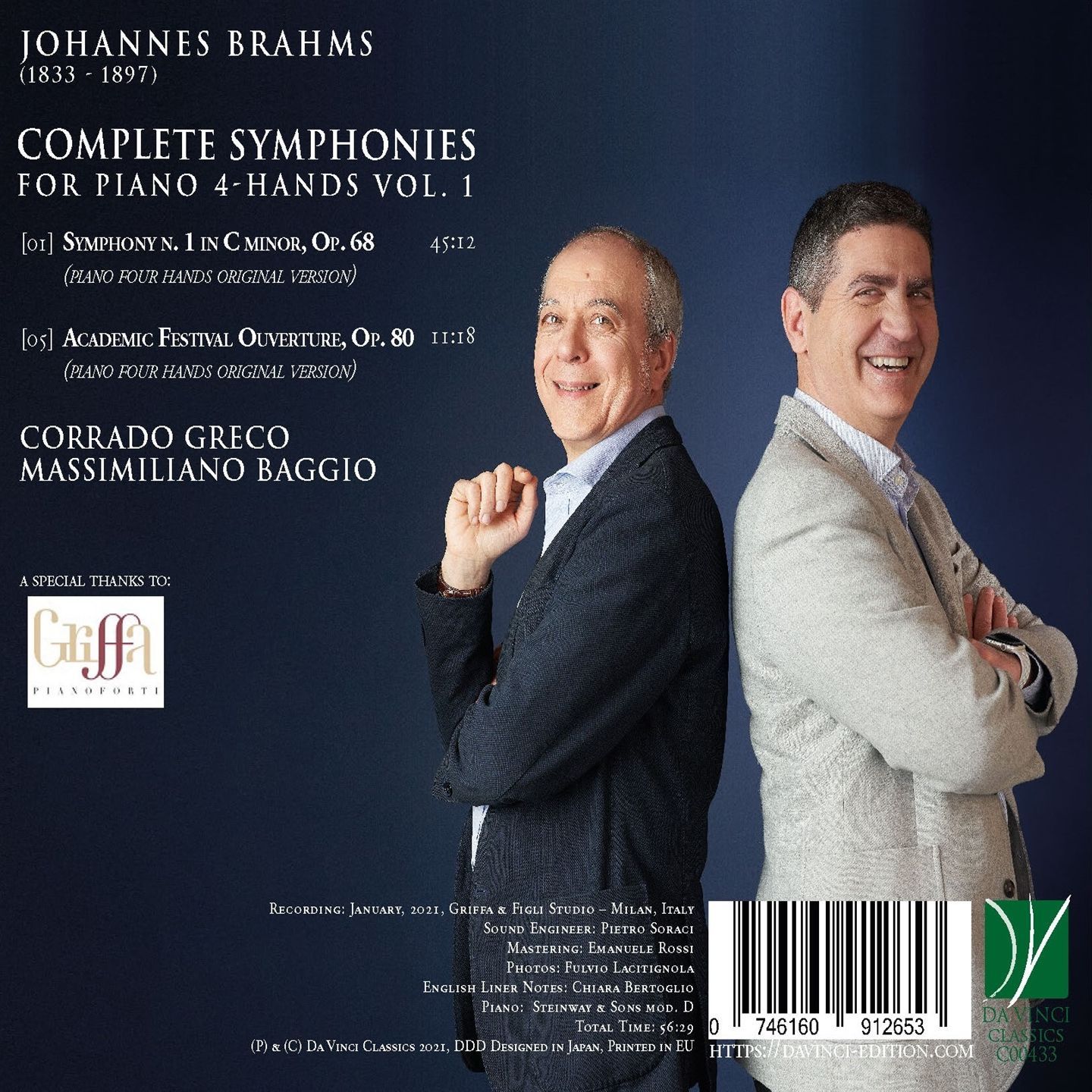 Brahms: Complete Symphonies For Piano 4-Hands Vol. 1 - Massimiliano Baggio - Image 2