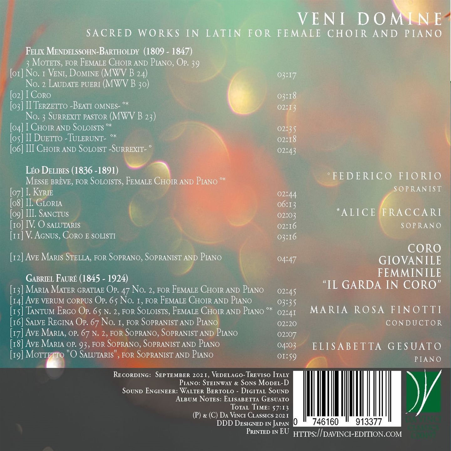 Mendelssohn / Delibes / Fauré: Veni Domine, Sacred Works In Latin For Female Choir - Coro Giovanile Femminile “Il Garda In Coro” - Image 2