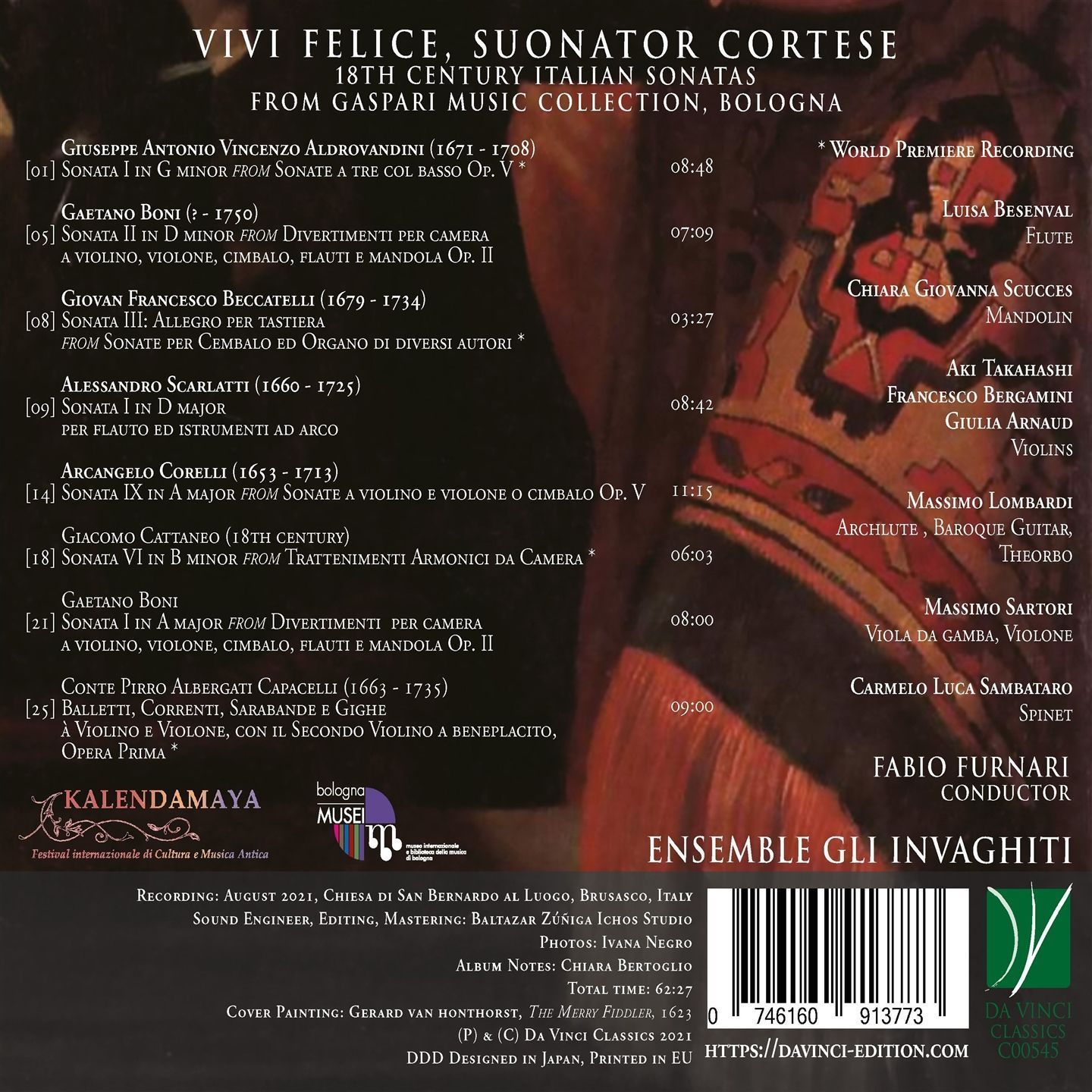 Vivi Felice, Suonator Cortese: 18th Century Italian Sonatas From Gaspari Music - Ensemble Gli Invaghiti - Image 2