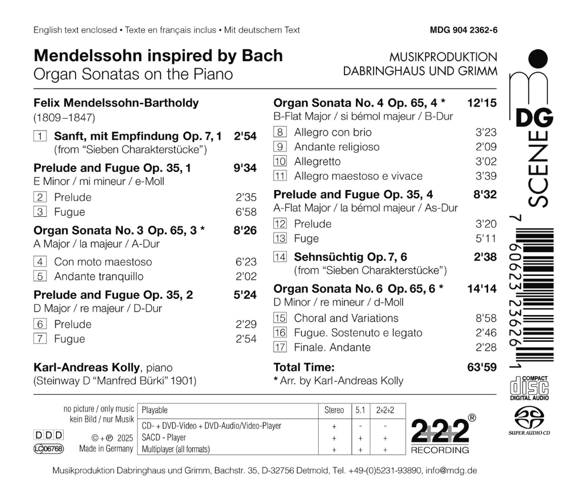 Mendelssohn Inspired By Bach - Karl-Andreas Kolly - Image 2
