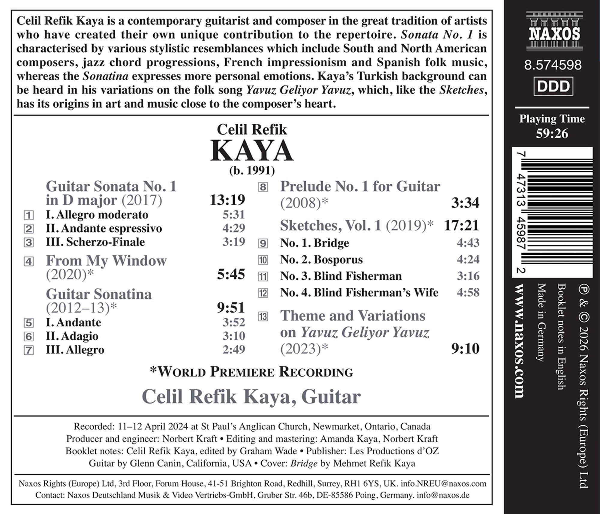 Celil Refik Kaya: Guitar Works - Celil Refik Kaya - Afbeelding 2