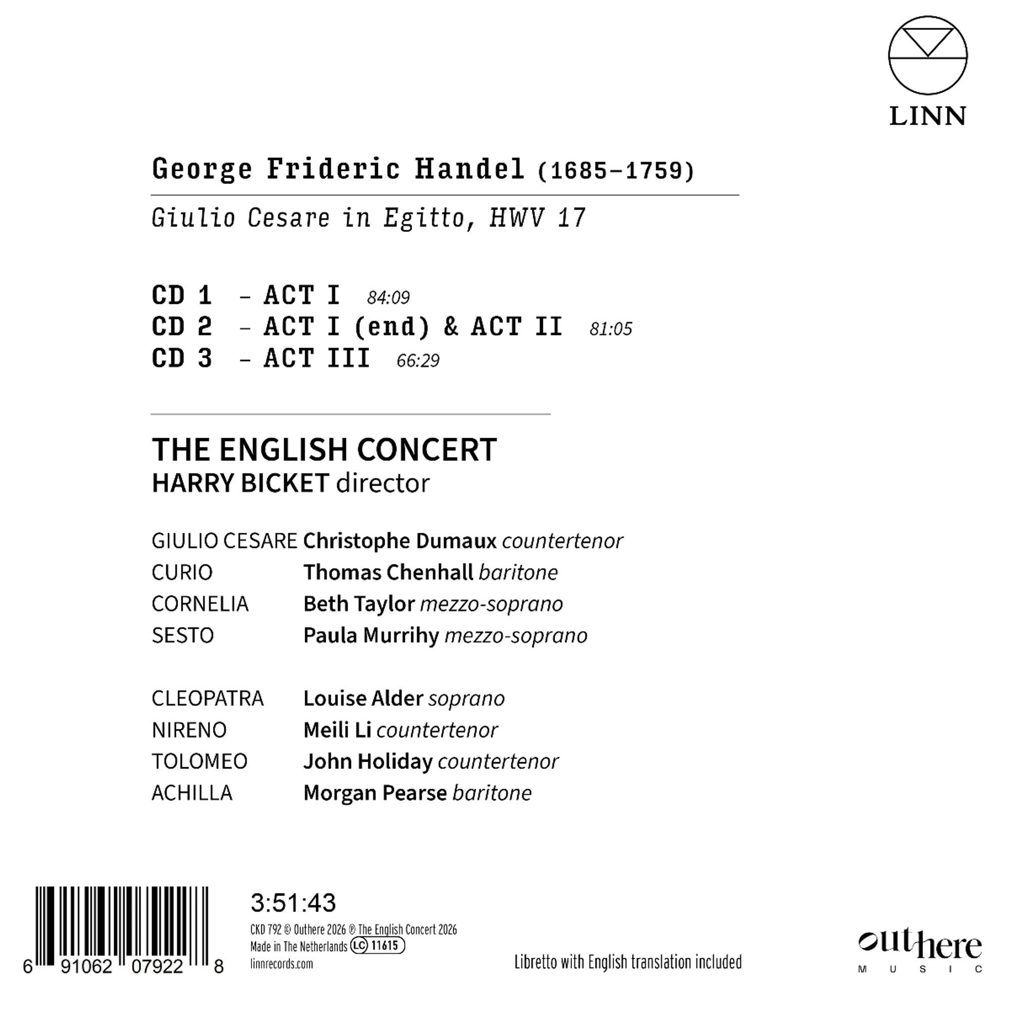 Handel: Giulio Cesare - The English Concert, Harry Bicket – Image 2