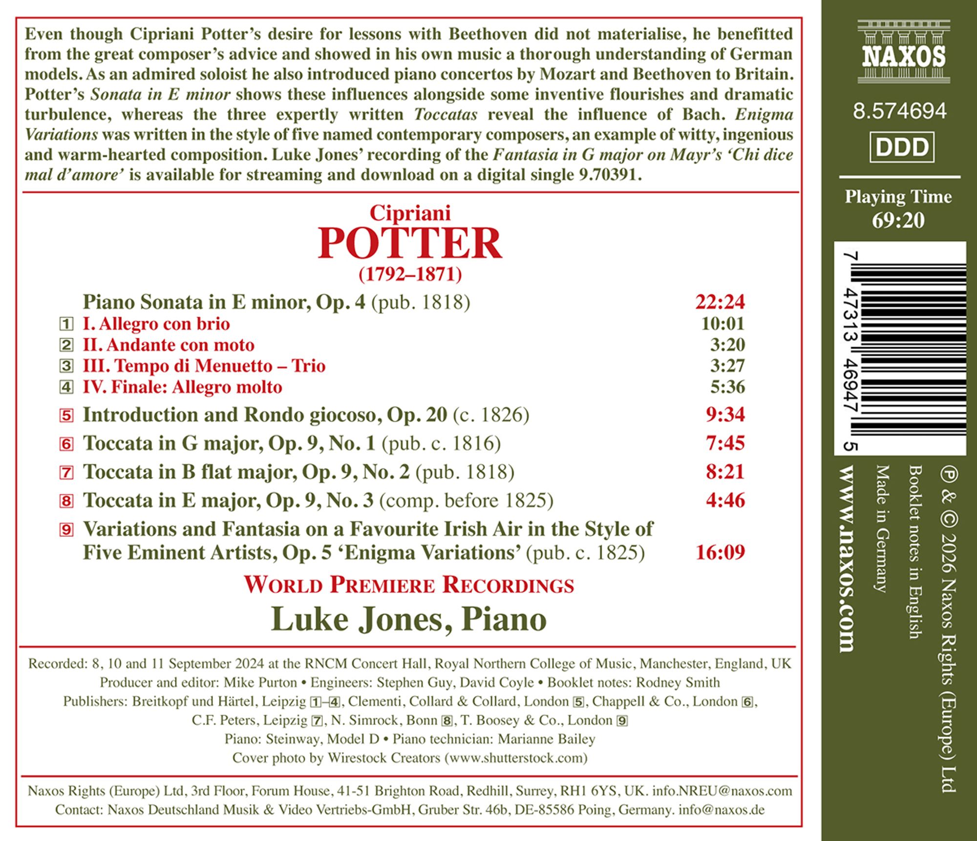 Cipriani Potter: Potter: Piano Works - Luke Jones - Image 2