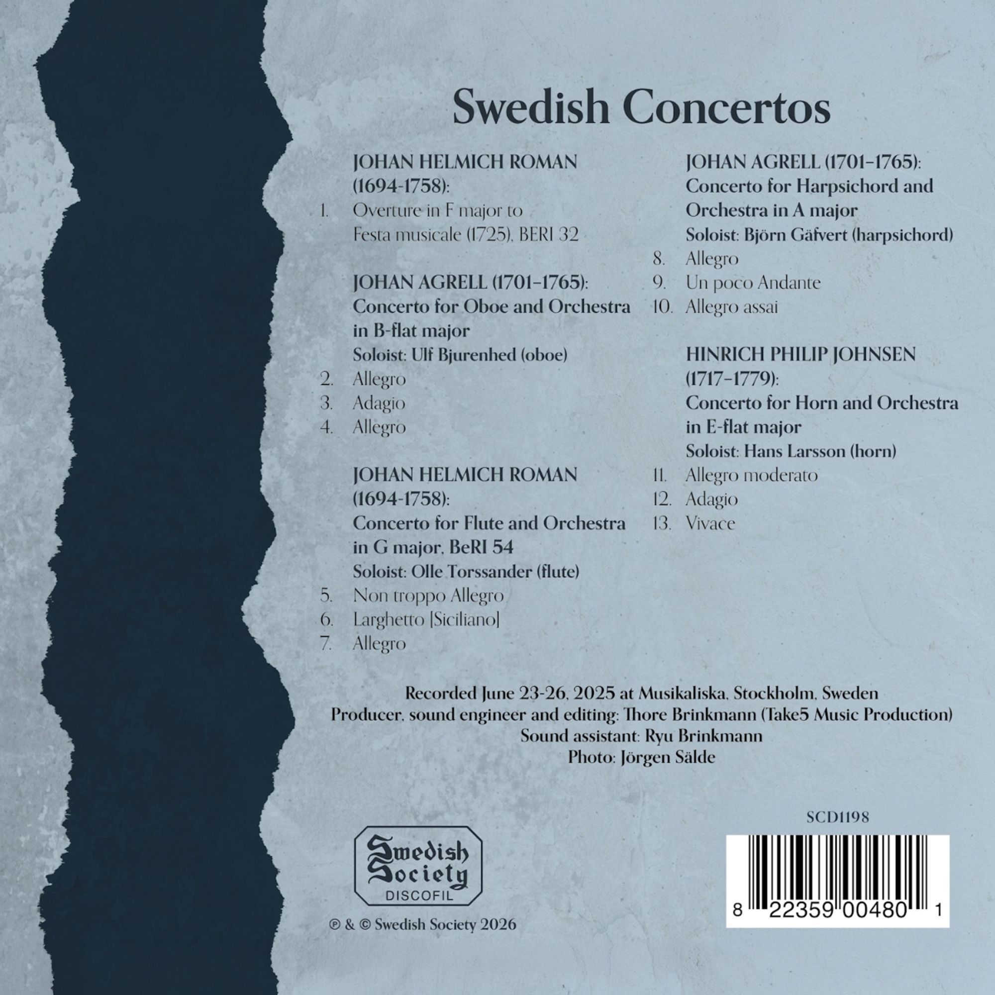 Swedish Concertos - Ulf Bjurenhed, Olle Torssander, Björn Gäfvert, Hans Larsson - Afbeelding 2