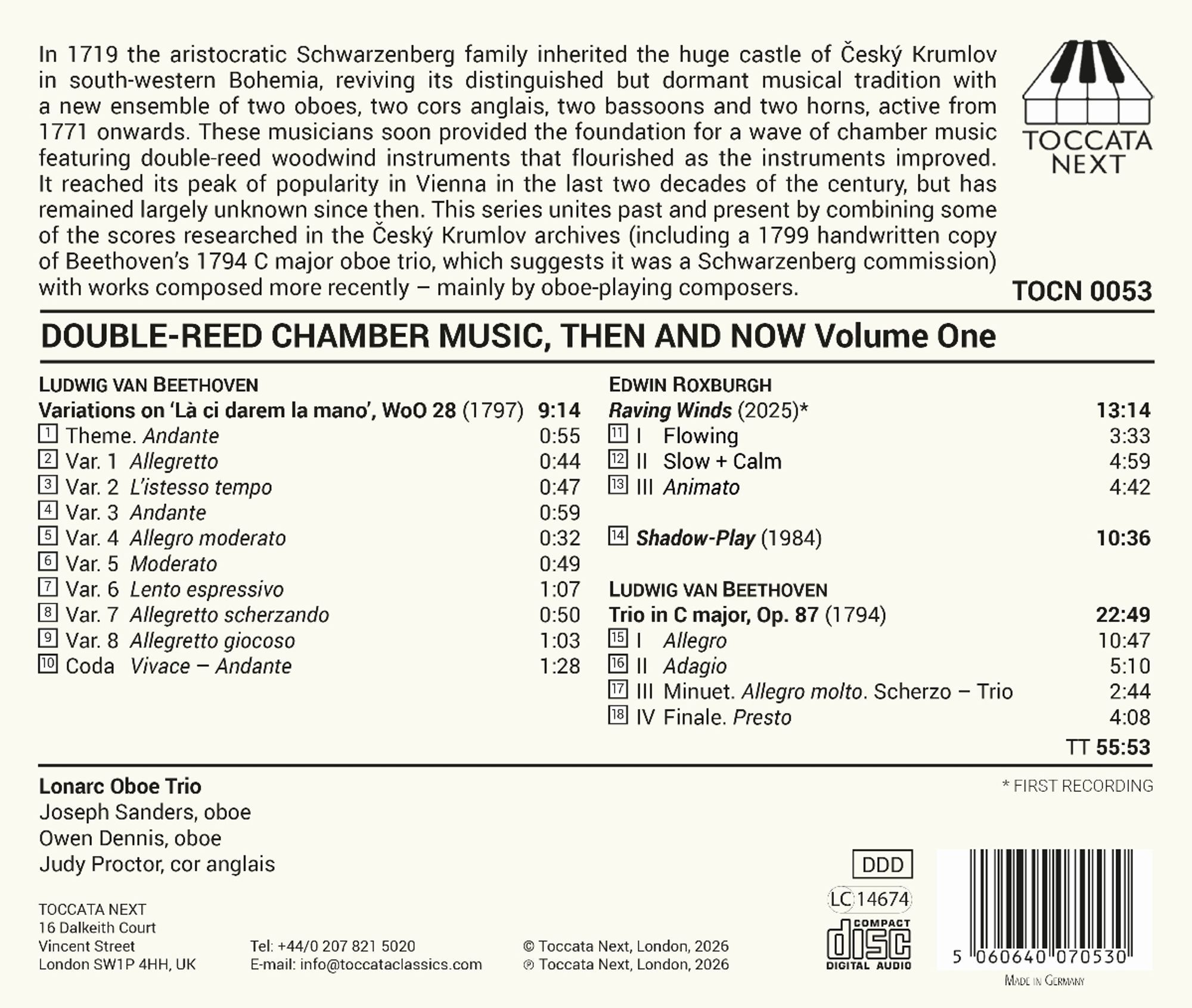 Beethoven / Roxburgh: Double-Reed Chamber Music: Then And Now - Lonarc Oboe Trio – Image 2