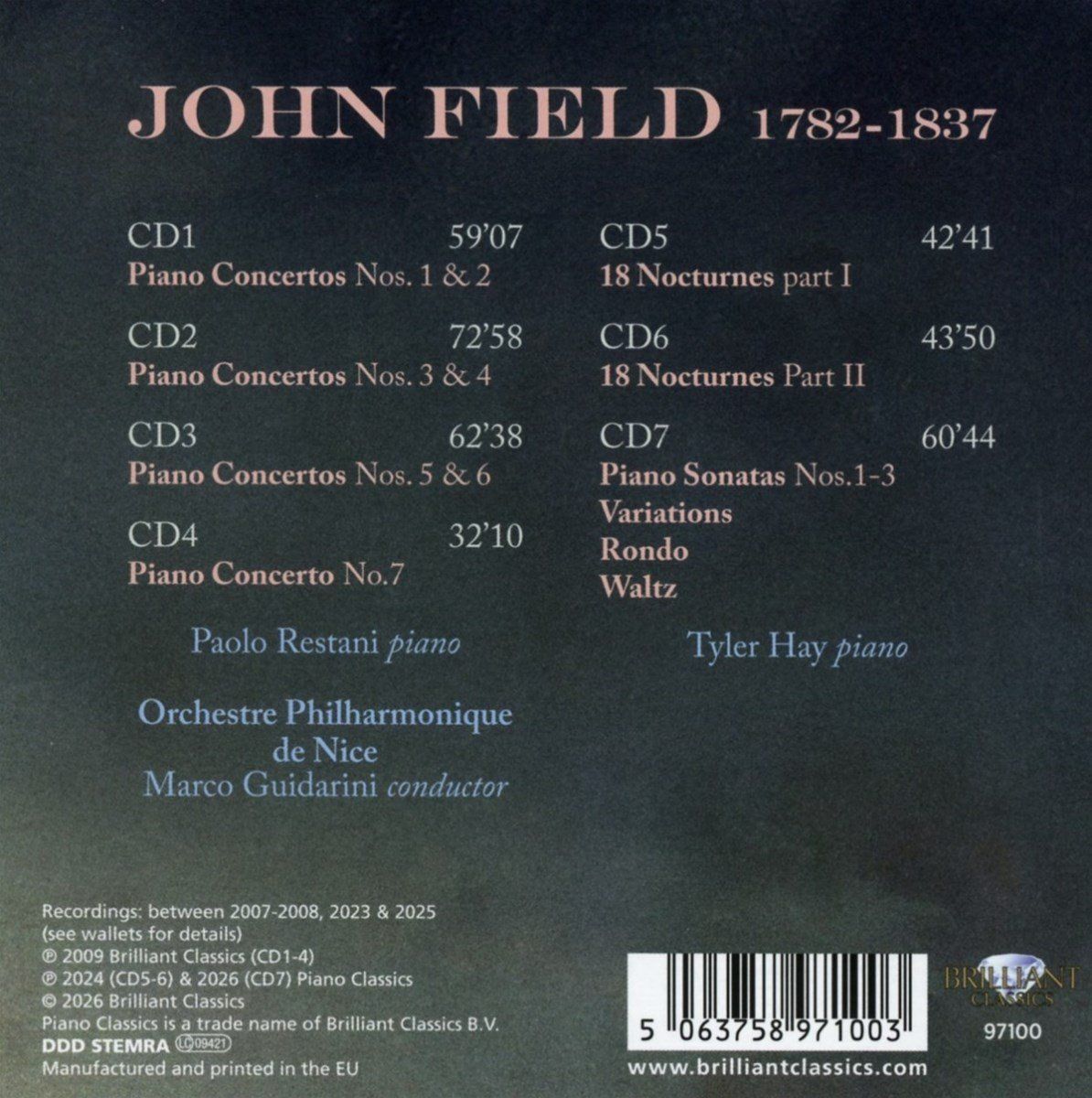 Field: Piano Concertos, Nocturnes, Piano Sonatas - Paolo Restani - Image 2