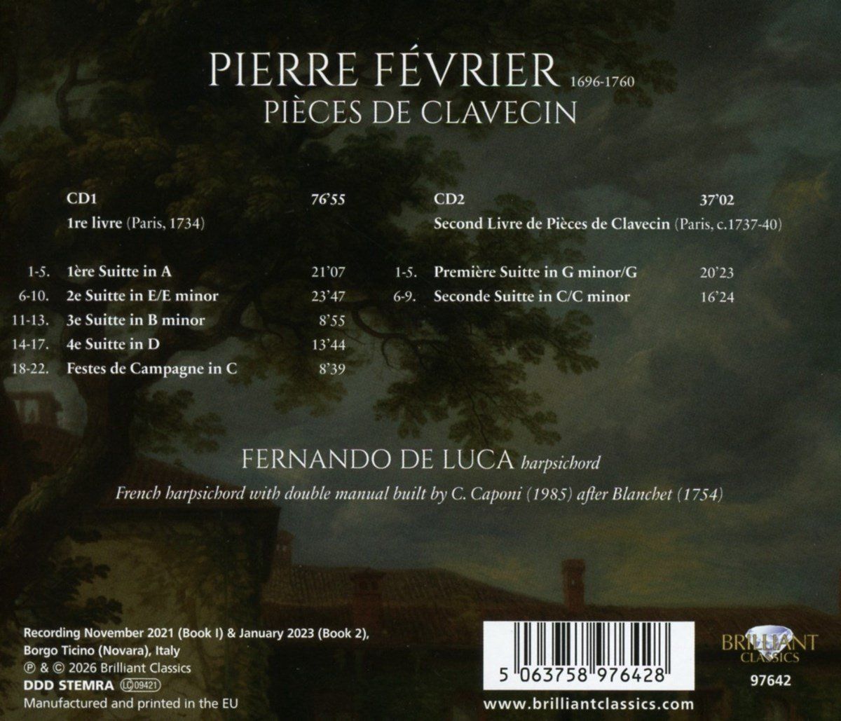 Pierre Février: Pièces De Clavecin, 1ère Livre (Paris, 1734) & Second Livre (Paris, C.1736) - Fernando de Luca – Image 2
