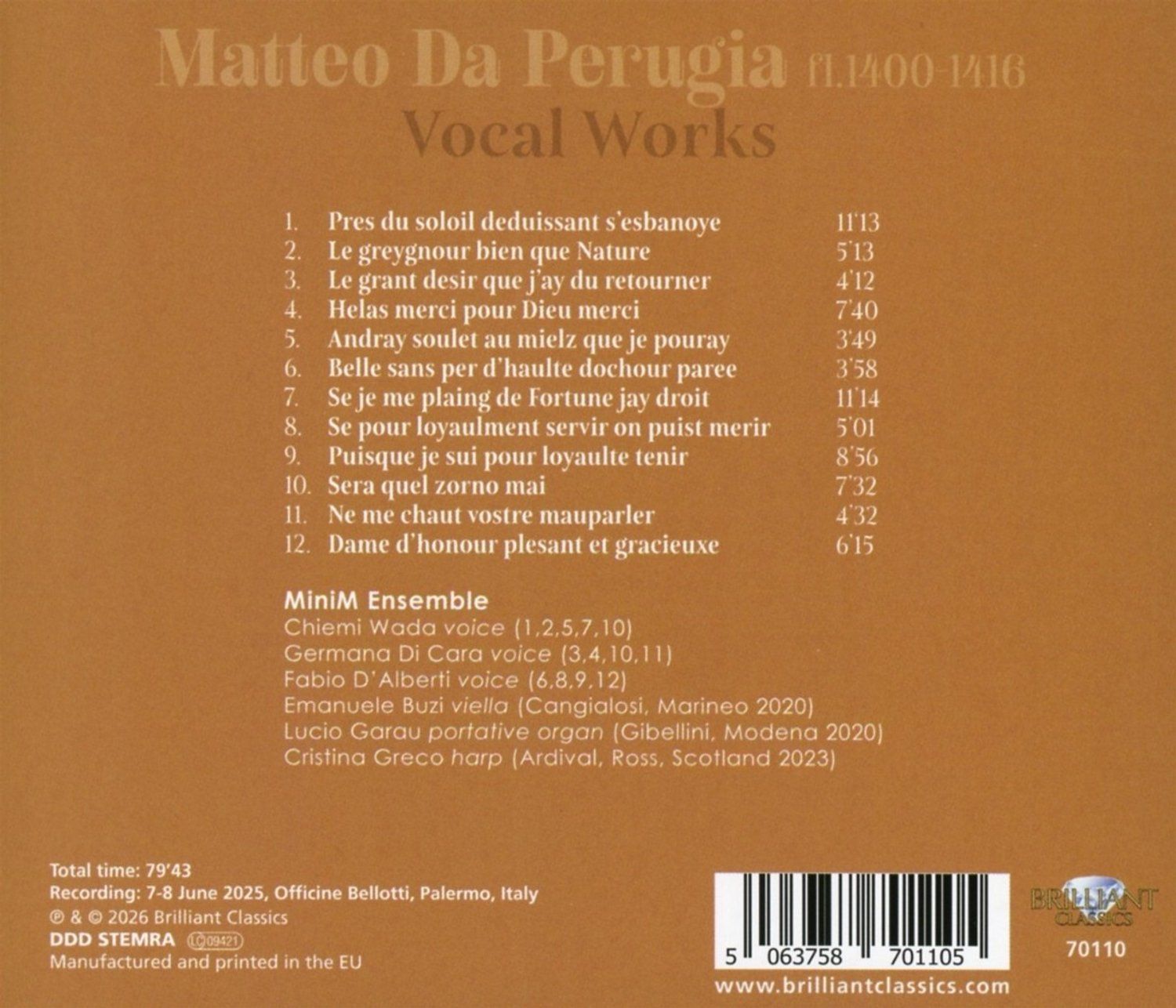 Matteo Da Perugia: Vocal Works - MiniM Ensemble - Image 2
